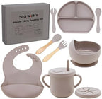 100% Silicone Baby Feeding Set, BPA Free, Divided Plate, Toddler Self Feeding by Dormlony