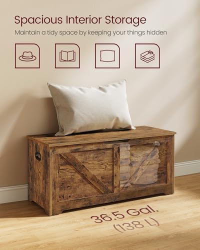 VASAGLE Storage Chest with 2 Safety Hinges, 15.7 x 39.4 x 18.1 Inches - Image 4