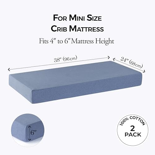 Dreamology Mini Crib Sheets, Pack and Play Sheets Fitted, 100% Cotton - Image 5