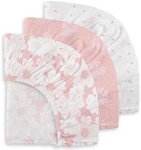 Gllquen Baby Muslin Cotton Pack and Play Sheets 3 Pack by GLLQUENBABY