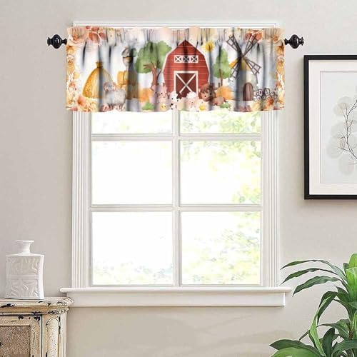 Kids Farm Animals Window Valance, Cartoon Rustic Farm Animal Funny Farmhouse - Image 5