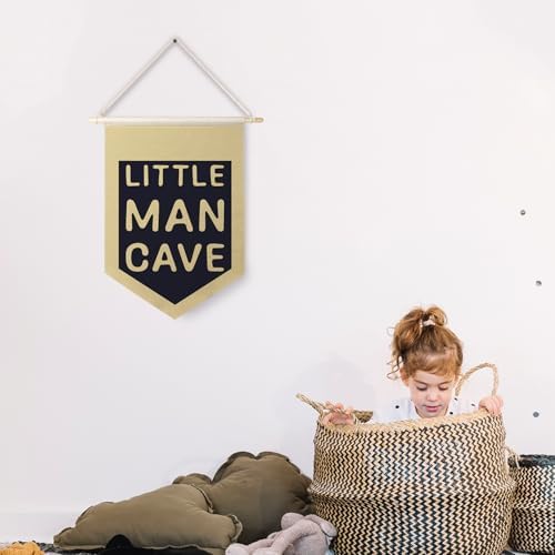 Qpenm Little Man Cave Hanging Wall Canvas Banner, Kids Room Hanging Pennant - Image 3
