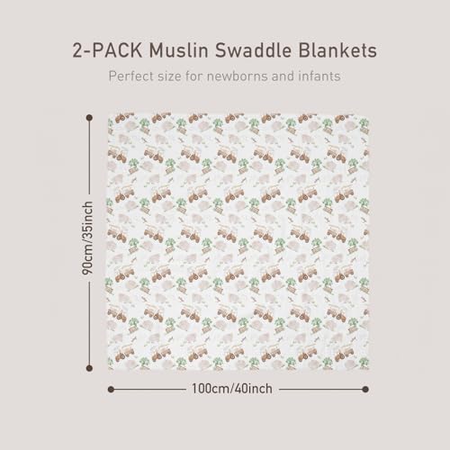 GLLQUEN BABY Muslin Swaddle Blankets 2Pk Receiving Blanket Large 35" x 40" - Image 4