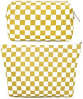 SOIDRAM 2 Pcs Checkered Makeup Bag Large Cosmetic Bag Toiletry Bag Makeup Pouch by SOIDRAM