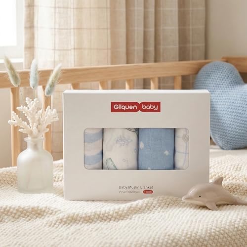 GLLQUEN BABY Muslin Swaddle Blankets 4Pk Receiving Blanket Large 35" x 40" - Image 7