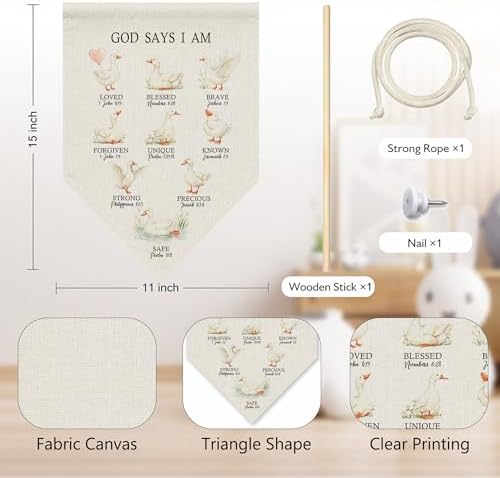 KYTWSFWS Christian God Says I Am Goose Wall Art Pennant Flag, Goose Nursery - Image 6