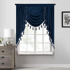 StangH Navy Blue Velvet Waterfall Valances W39 inches, 1 Panel by StangH