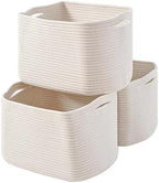 ICERZCZ Storage Baskets for Organizing Shelves 15x11x9.5 Off White 3 Packs by ICERZCZ