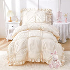 Princess Toddler Bedding Set for Girls, 4 Piece Ruffles Jacquard Embroidery by WOWELIFE