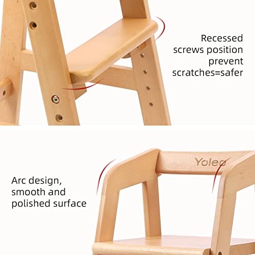 Wooden High Chair for Toddlers, Adjustable Feeding Chair - Image 3