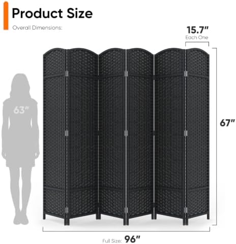 JOSTYLE Outdoor Privacy Screen 6-Panel Folding Room Divider Space Partition - Image 2
