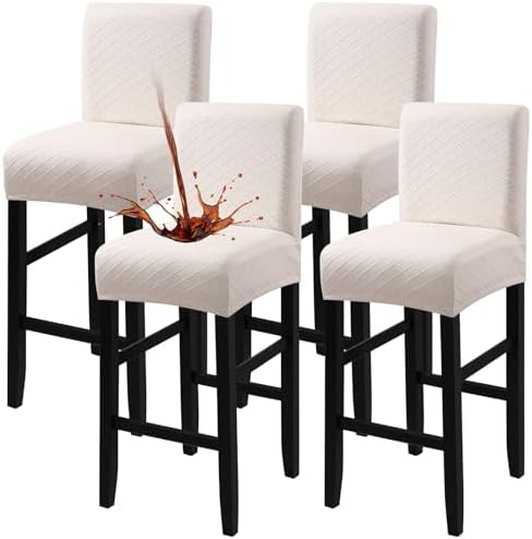 Fuloon Waterproof Barstool Covers Chair Slipcovers, Pale Beige, 4 Pack by Fuloon