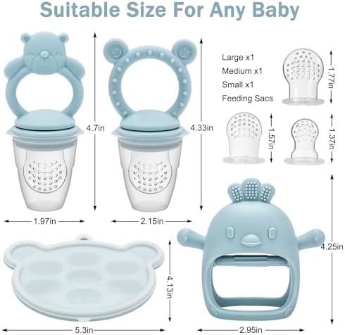 Baby Teething Toy with Fruit Food Feeder & Popsicle Freezer Molds Set - Image 5