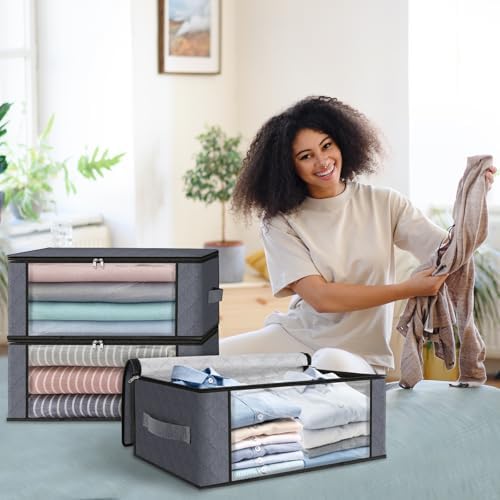HomeHacks 10-Pack Clothes Organizer Storage Bags, 35L Storage Bins - Image 6