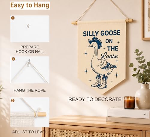 KDHTY Western Cowboy Goose Nursery Canvas Hanging Pennant Flag Banner, Goose - Image 6