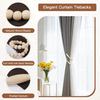 Wood Bead Curtain Tiebacks 4 Pack, No Drill Curtain Holdbacks - Image 4