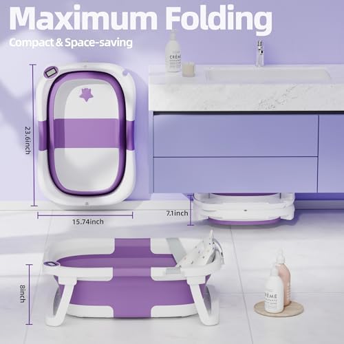 Collapsible Baby Bathtub with Thermometer, 0-36 Months - Image 3
