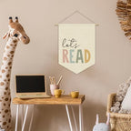 Reading Corner Decor, Let's Read Sign Kids Room Wall Canvas Banner, Library - Image 3