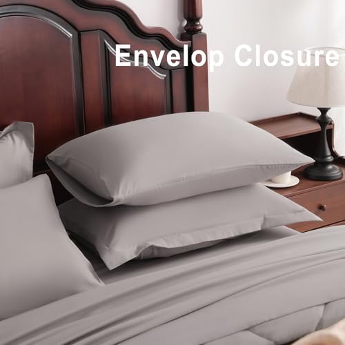 NTBAY Queen Microfiber Bed in a Bag, Comforter Set 7 Piece, Smoke Grey - Image 5