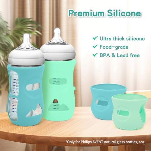 Silicone Sleeves for Avent Natural Glass Baby Bottles, BPA Free, Anti Breakage - Image 3