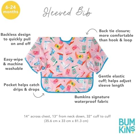 Bumkins Sleeved Bib for Girl or Boy Baby and Toddler for 6-24 Mos, Essential - Image 5
