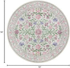 Wonnitar Floral Washable Round Rugs 6ft, Ultra-Thin Non Slip Boho Carpet - Image 2