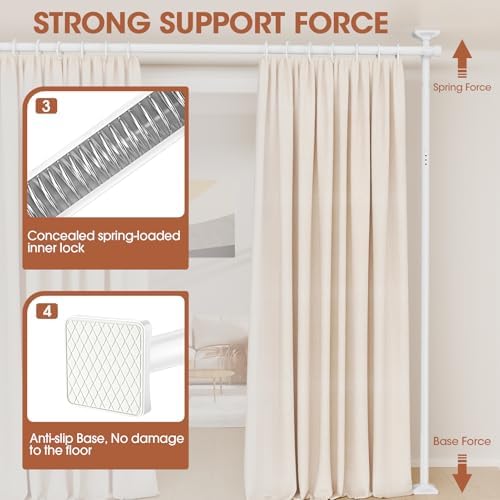 SUNALLY Room Divider Curtain Rod 4-10ft 28-70in Room Separator - Image 3