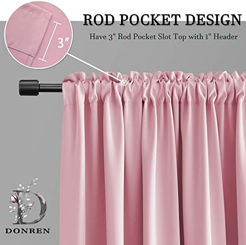 DONREN 2 Panels Pink Blackout Valances - Image 3