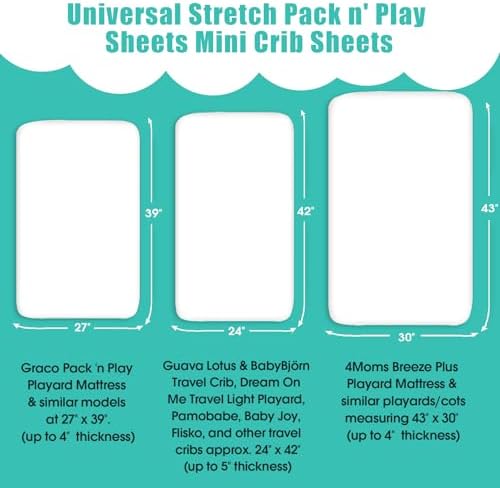 Pack n Play Sheets, BROLEX 2 Pack Mini Crib Sheets, Stretchy Portable Fitted - Image 4