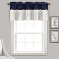 Lush Decor Linen Button Farmhouse Valance Curtians 52"W x 18"L Navy & White by LushDecor