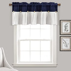 Lush Decor Linen Button Farmhouse Valance Curtians 52"W x 18"L Blue & White - Image 3