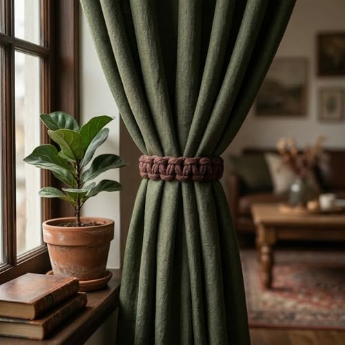 Ptwola 4 Pack Braided Curtain Tiebacks Boho Elegant Rustic Curtain Holdbacks - Image 5