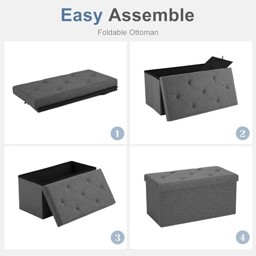 DUMOS 30 Inch Foldable Storage Ottoman Bench - Image 6
