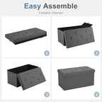 DUMOS 30 Inch Foldable Storage Ottoman Bench - Image 6