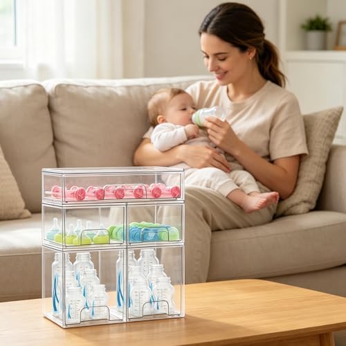 Baby Bottle Organizer 5 Pack Baby Bottle Storage Organizer Clear Bottles - Image 7