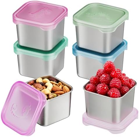 Tanjiae 6-Pack Small Stainless Steel Snack Containers by Tanjiae