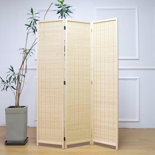 Furnnylane 3 Panel Room Divider and Folding Panel Screen, Bamboo Panel Divider - Image 2