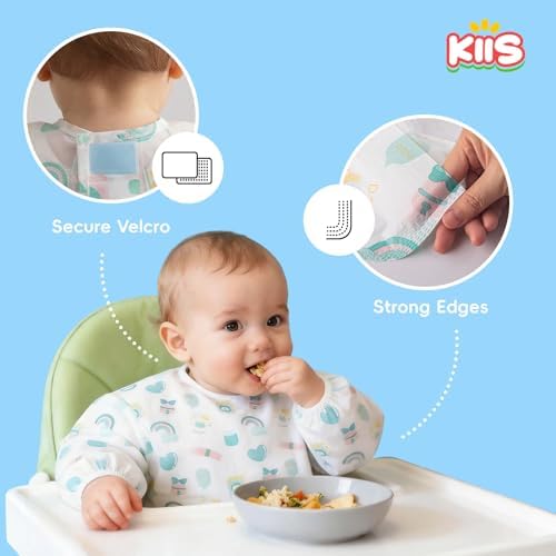 KIIS Disposable Baby Bibs, Waterproof Smock Bibs, Full Coverage - Image 4