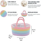 OrganiHaus Pastel Rainbow Rope Diaper Caddy Organizer, Nursery Basket - Image 2