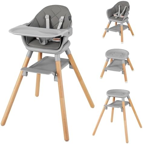 BABY JOY Baby High Chair, 6 in 1 Convertible Wooden Highchair by BABYJOY