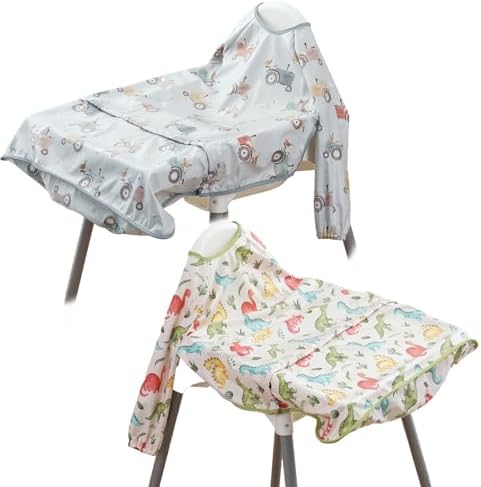 2-Pack Long Sleeve Baby Bib, Coverall Baby Bibs by CoolaPeach