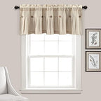 Lush Decor Linen Button Farmhouse Valance Curtians 52"W x 18"L Dark Linen by LushDecor