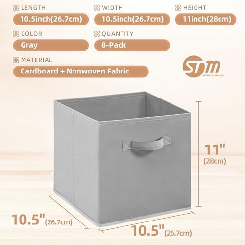 STORAGE MANIAC Storage Cubes, 11 Inch 8 Pack Collapsible Fabric Shelf Bins - Image 4