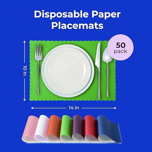 Fit Meal Prep 50 Pack Disposable Paper Placemats, 14 x 10 Inch Green - Image 2