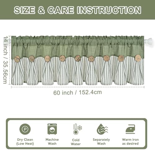 ASPMIZ Farmhouse Cotton Linen Valances - Image 2
