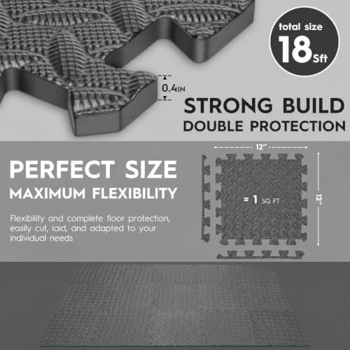 18 Pcs EVA Foam Floor Tiles, Puzzle Exercise Mat Set - Image 2