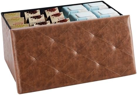 DUMOS 30 Inch Folding Storage Ottoman Bench, Hidden Ottoman by DumosLifestyle