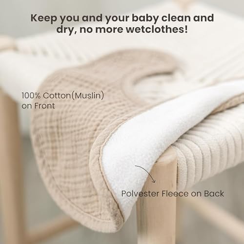 Konssy 8-Pack Muslin Baby Bibs, Adjustable Fit - Image 3