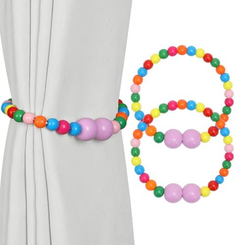 KLOGTSIND Magnetic Curtain Tiebacks, 2 Pack Wood Bead Curtain Holdbacks by KLOGTSINDDirect