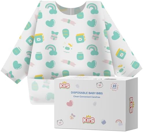 KIIS Disposable Baby Bibs, Waterproof Smock Bibs, Full Coverage by KIIS